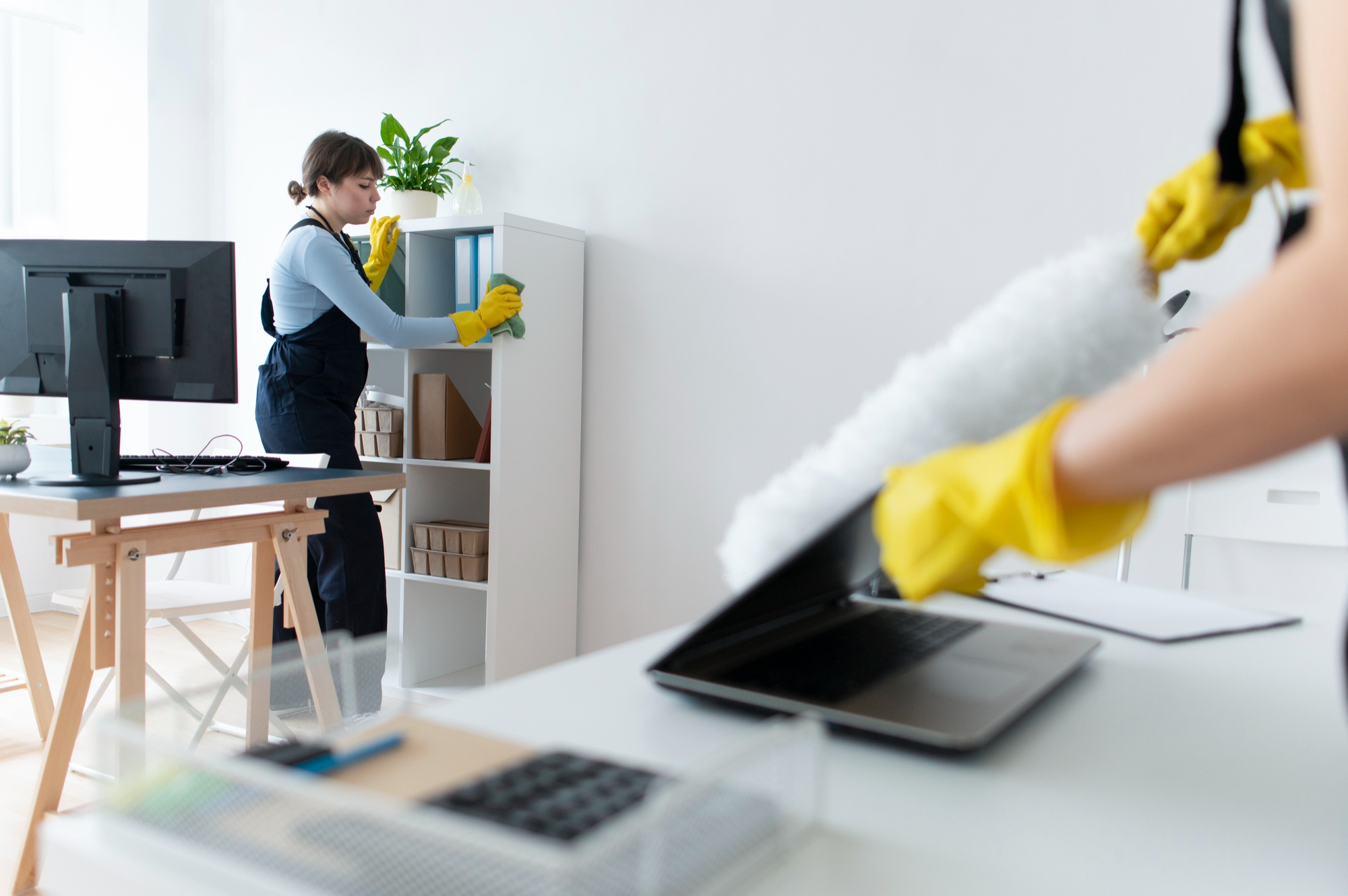 people taking care office cleaning