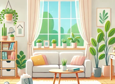 DALL·E 2024 09 30 16.03.44 A welcoming and positive illustration depicting a clean and organized home environment. The image should feature a bright, tidy living room with large